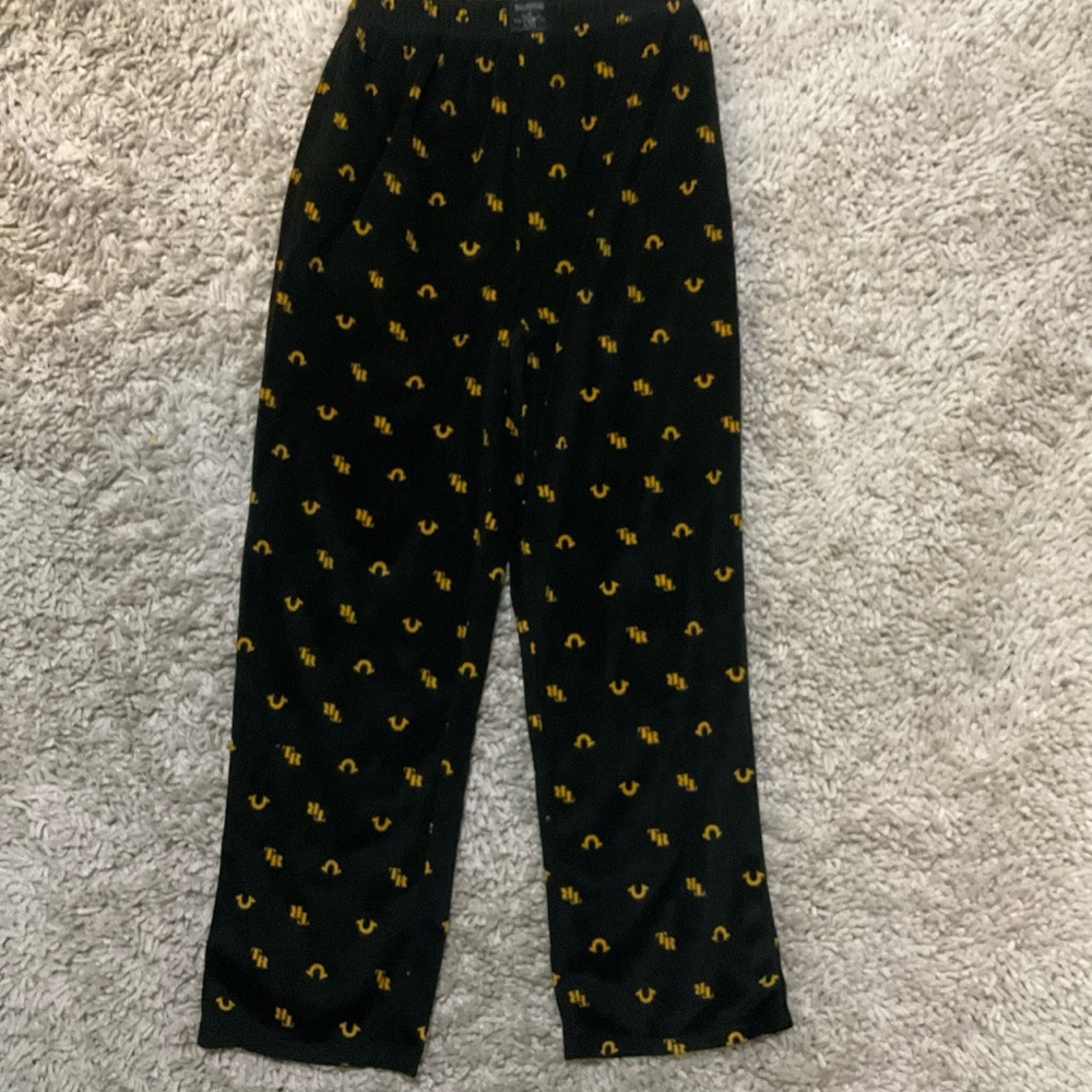 True Religion Black and Yellow Joggers with Elastic Waist